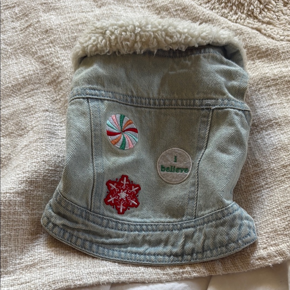 Zara Denim Dog Jacket with Patches